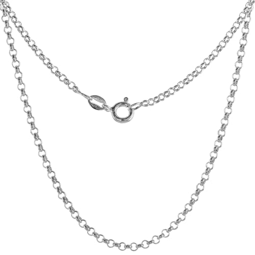 Sterling Silver Italian Rolo Chain Necklace 2.5mm Nickel Free sizes 7-30 inch