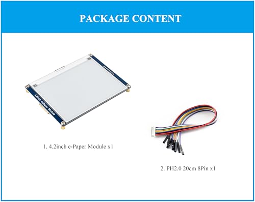 Image of 4.2inch e-Paper Module E-Ink Display Compatible with Raspberry Pi 5 /4B /3B+ /Zero /Zero W /Zero 2W /Pico /Pico W /Pico 2 /Pico 2W, 400x300 Pixels, Black /White Color SPI Interface, Support Partial Refresh