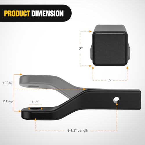 Image of Nilight Forged Trailer Hitch Mount Fits 2 Inch Receiver Square 5 /8 inch Hitch Pin Clip 17000 lbs 2 inch Drop, 1-1 /4 inch Hole, Gloss Black Powder Coat