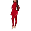 Two Piece Outfits for Women, Long Sleeve Crop Top and Bodycon Pants Tracksuit Sets, Fashion 2 piece Clubwear Sweatsuit - red - S