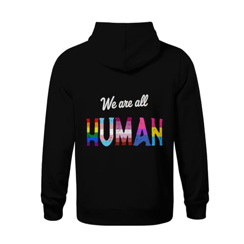 Kids We Are All HUMAN LGBTQ PRIDE Flag Boys Girls Lightweight Kangaroo Pocket Fleece Hoodies3