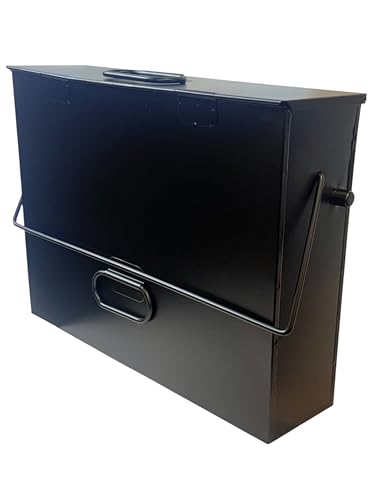 Easy Shopping Black Ash Carrier Galvanised Metal Hot Tidy Box Container Fireplace Pan Bucket Bin Ash Box Storage Box Container