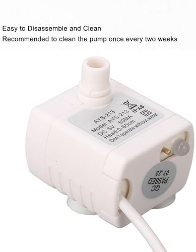 Bomba para Fuente de Agua para Mascotas, Motor DC Silencioso, USB miniatura 6