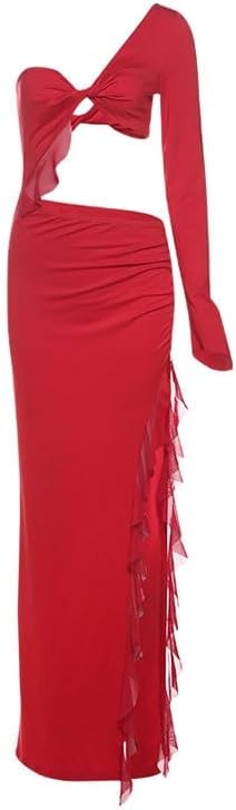 JSEIAJB Fashion Breathable Red Bodysuit Dress Low Waist Backless Dress