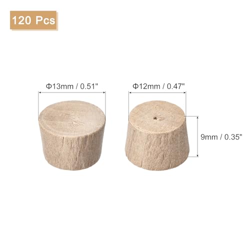 Image of uxcell 120Pcs Flat Head Wood Plugs, 15 /32 Inch Wooden Button Screw Plug Wood Plugs Screw Hole Covers for Furniture Tables Chairs