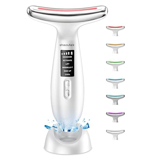 Masajeador Facial Eléctrico Cara Antiarrugas: Masaje Facial Lifting Reafirmante 5℃ Frio y 45℃ Calor - Aparatos Facials Mujer 6 Modos LED 4 Colores - Máquina EMS Belleza para Reafirmar Cuello Papada