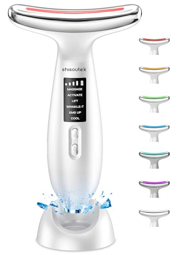 Appareil Anti Rides Visage Massage: Masseur Double Menton Lifting à 5°C Froid et 45°C Chaleur - Appareil de Beauté Electrique à 6 Modes LED 4 Couleurs -...