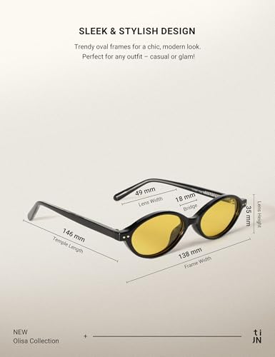 TIJN Olisa Retro Oval Sunglasses for Women Men,Polarized UV Protection Shades,Stylish Frame Sun Glasses,2025 Trendy Sunnies
