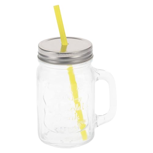 Vaso de cristal de 450ml con pajita