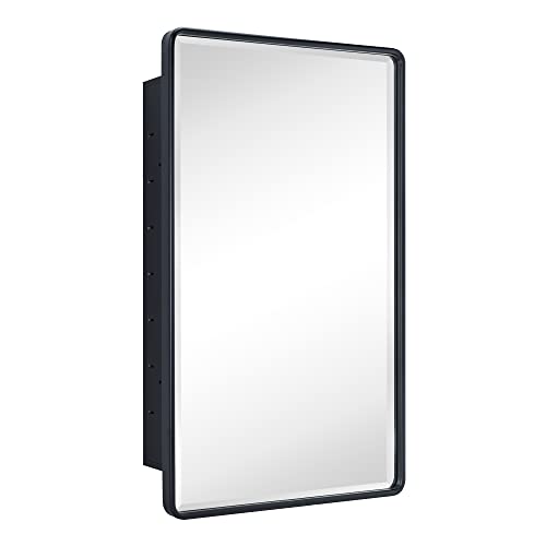 Image of TEHOME Farmhouse Black Recessed Rectangle Bathroom Medicine Cabinet 20x30