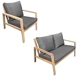 Assise : Le banc de 2 places est accompagné d'un coussin d'assise pour apporter plus de confort lors de votre moment de détente au jardin.