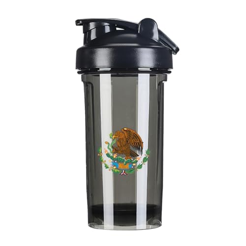 Mexican Mexico Flag 18 Ounce Shaker Bottle Drink Mixer Leak-proof Pre Workout Protein Shakes Meal Replacement Shakes Bottles 500ML/18 Oz Black