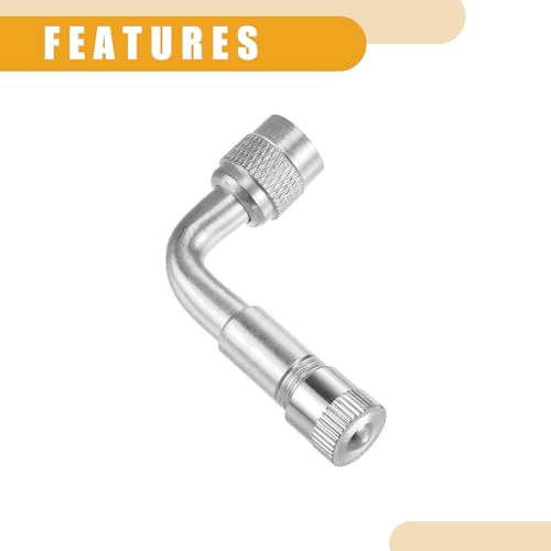Image of 1 Set 90-Degree Universal Tire Valve Stem Extenders Extension Adapter - Cars RV Bicycles Motorcycles Trailers Tubeless Tire Valve - Copper Silver Tone