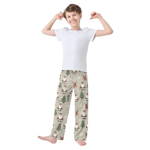 Boys' Pants Christmas Santa Claus Reindeer Snowflake Long Bottoms Elastic Waist Trousers with Pockets S-XL2
