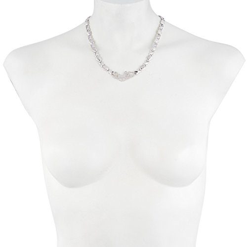 925 Sterling Silver Rhodium Plated Stampato Xo And Heart Xoxo Hugs & Kisses "I Love You" Bracelet & Necklace Set #TOP4