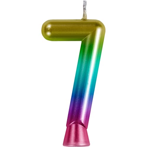 Rainbow Metallic 7 Birthday Candle 1ct