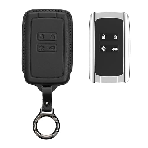 kwmobile Premium Leder Autoschlüssel Schutzhülle kompatibel mit Renault 4-Tasten Smartkey Autoschlüssel (nur Keyless Go) Hülle - Schlüssel Tasche - Schwarz
