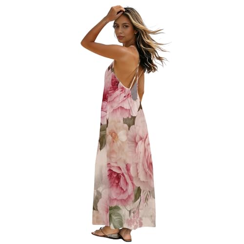 Robe d'été dos ouvert en coton léger avec bretelles spaghetti