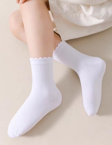 Ruffle Socks for Girls, 4/6 Pack Girls White Uniform School Socks, Frilly Dress Socks for 4-6 6-8 8-10 10-12 Years Old3