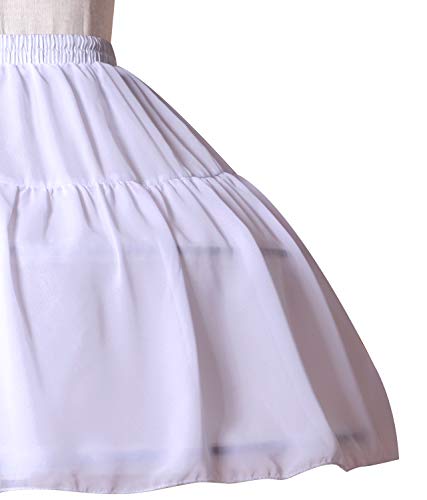 Women Girls Crinoline Petticoat 2 Hoops Skirt Chiffon Ball Gown Short Half Slip Underskirt for Lolita Cosplay4