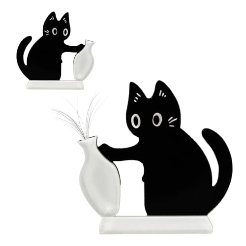 Imán decorativo para refrigerador gato negro acrílico