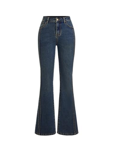 CIDER High Stretch Denim High Rise Solid Flared Jeans