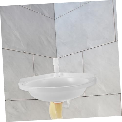 Lavabo de plástico Lurrose lavabo de esquina triangular blanco para baño pequeño 7