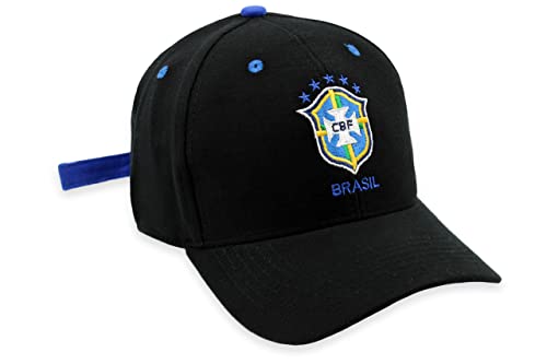 Boné Brasil CFB Copa Do Mundo Fitão Aba Curva Cor:Preto/Azul