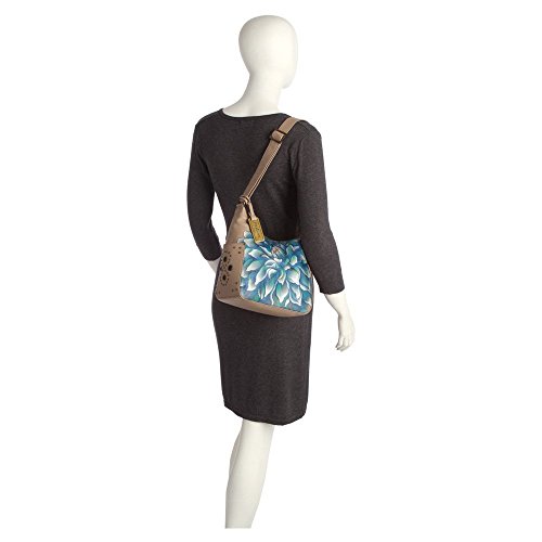 Image of Anuschka Women's Genuine Leather Shoulder Bag | Hand Painted Original Artwork | Classic Hobo With Studded Side Pockets | Genuine Leather