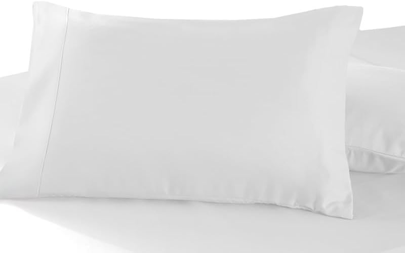 Pizuna 100% Cotton Pillow Cases King Size Set of 2 Luxury 600 Thread Count Sateen Weave Crisp and Cool Hotel Quality Envelope Closure Pillow Covers Fits King Pillows - White