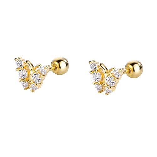 18G Tiny Butterfly Stud Cartilage Earrings for Women Girls 925 Sterling Silver Cubic Zirconia Mini Cute Crystal 3mm Ball Back Piercing Studs Sleeper Tragus Post Hypoallergenic Birthday Christmas Jewelry