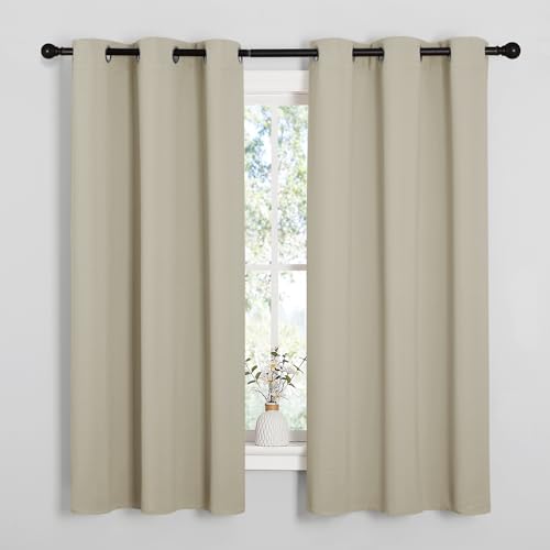 Image of NICETOWN Thermal Insulated Grommet Room Darkening Curtains /Draperies /Panels for Bedroom (Cream, 2 Panels, W42 x L63 inches)