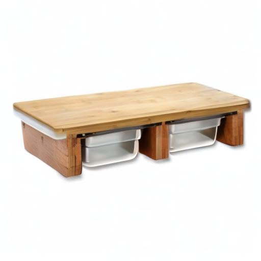 KESPER | Snijplank met opvangbak (gastro-norm 1/2), materiaal: bamboe, afmetingen: B: 36,5 x D: 28 x H: 6,8 cm, kleur: bruin, zilver | 58356