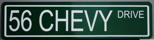 1956 56 CHEVY DRIVE Metal Steet Sign 6x24 Compatible With Nomad Bel Air Wagon Car Gasser Hot Rod Flames Vintage Custom Classic Retro Bar Garage Man Cave Shop Home Wall Art Gift