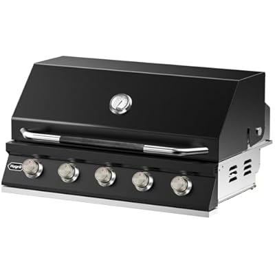 Hygrill 40-Inch Built In Grill for Liquid Propane, Stainless Steel Outdoor Kitchen 5-Burner Grill Head, Black