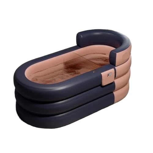 Bañera Hinchable Cubo de baño plegable grueso for adultos, bañera cuerpo completo, cubo medicinal inflable con vapor for el sudor(Orange-bathtub)