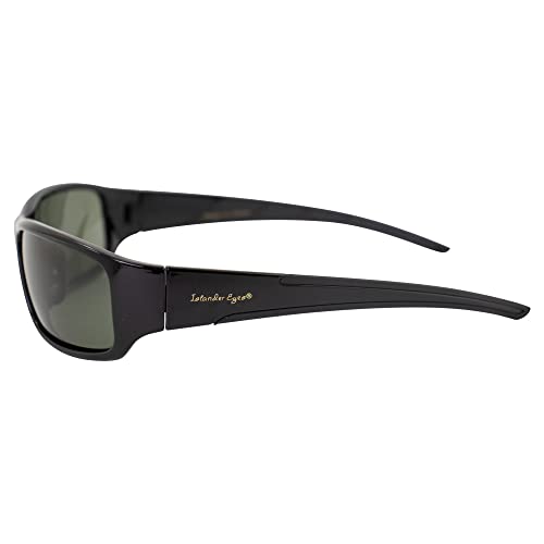 Tenerife Polarized Sunglasses for Men or Women Wraparound Black Frame w/Green Lens3