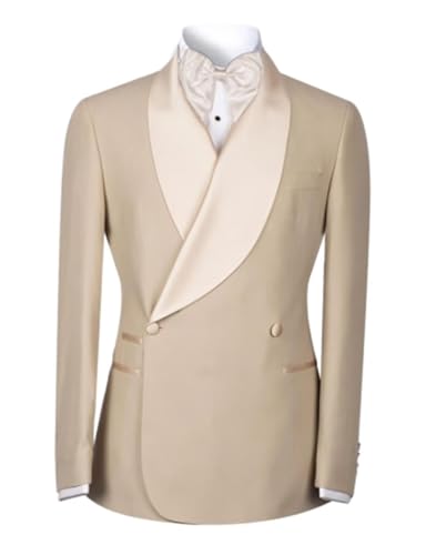Men's Casual Sport Coat Double Breasted Blazer Shawl Lapel Business Suit Jacket