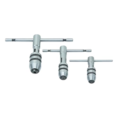 RAHISH TOOLS 3 Piece T Handle Tap Wrench Set with Jaw Opening 1/16-5/32 5/32-1/4 1/4-1/2 - Precise Tightening Wrenches Jaws Grip for Taps Reamers Screw Extractors Drills - Made in India