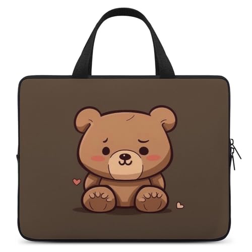 Sac fourre-tout pour ordinateur 17 pouces avec housse antichoc motif ours marron dessin animé