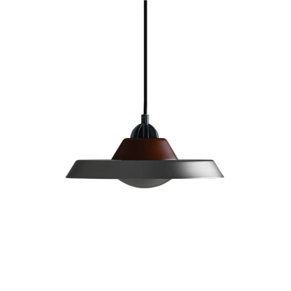 LYMSXAZOU Modern Wrought Iron Pendant Light with Wood Accent – E27 Single Head Chandelier for Dining Room & Bedroom(Natural)