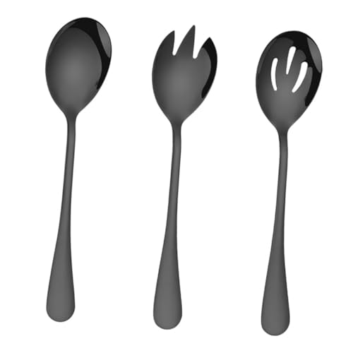 1Set Stainless Steel Salad Server Fork Spoon for Buffet Party and Restaurant Use Reusable and Easy to Operate Elegant Design for Fruits Desserts