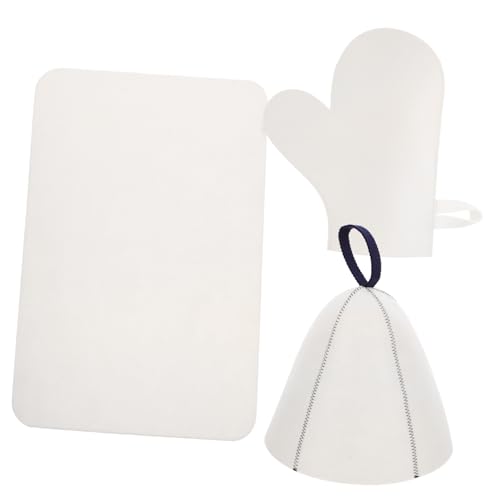 Angoily 1 Set Sauna Cap Sauna Mitten Bathroom Supplies Sauna Head Cover Sauna Hair Cap Shower Cap Steam Room Hat Russian Banya Cap for Bath Sauna Cover Hats Felt Ukraine Girl Lightweight