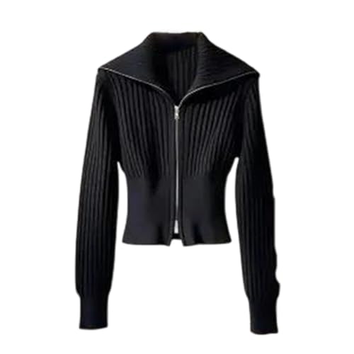 Cardigan zippé femme en tricot à manches longues chaud et pratique
