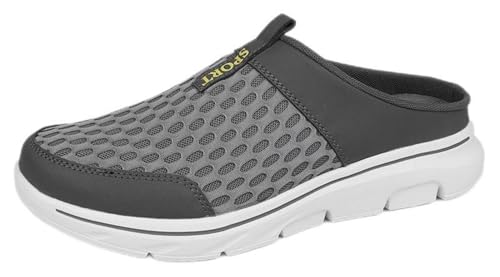 FUNCOS Men's Arch Support Slip-On Mules - Breathable Mesh Walking Shoes with Memory Foam, Lightweight Comfortable House Slippers for Indoor & Outdoor