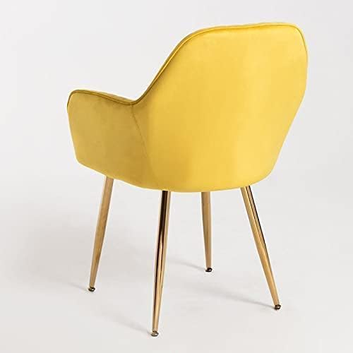Image of Yellow Velvet Chair for Home | Modern Accent Armchair in Soft Velvet Fabric with Golden Legs | Set of 2 Premium Accent Chair for Living Room Bedroom Restaurent | Yellow, 2 pc