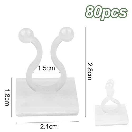 Frevoitna 80 Stück Pflanzenclips, Pflanzen Clips für Kletterpflanzen, Pflanzenhalter Wand Selbstklebende, Wandhalterung für Pflanzen, Pflanzenklammern für Pflanzen Sicherung Unterstützt Weiß