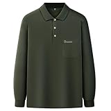 [JHIJSC] メンズ ポロシャツ 長袖 秋 綿 無地 カジュアル ビジネス おしゃれ 大きいサイズ (JP, アルファベット, XL, グリーン)
