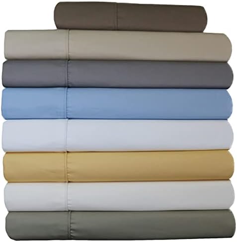 Abripedic Wrinkle Free Sheets, 650 Thread Count, Deep Pocket, Cotton Poly Blend Sheet Set, Adjustable King w/ 2 Twin XL Fitted, Split King, Beige