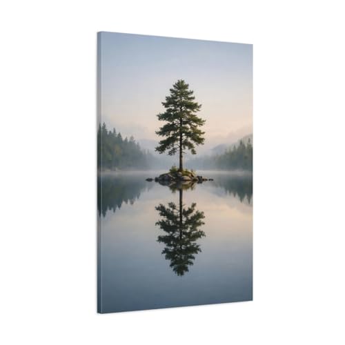 Tableau Misty Lake Lone Tree pour créer un salon zen et épuré